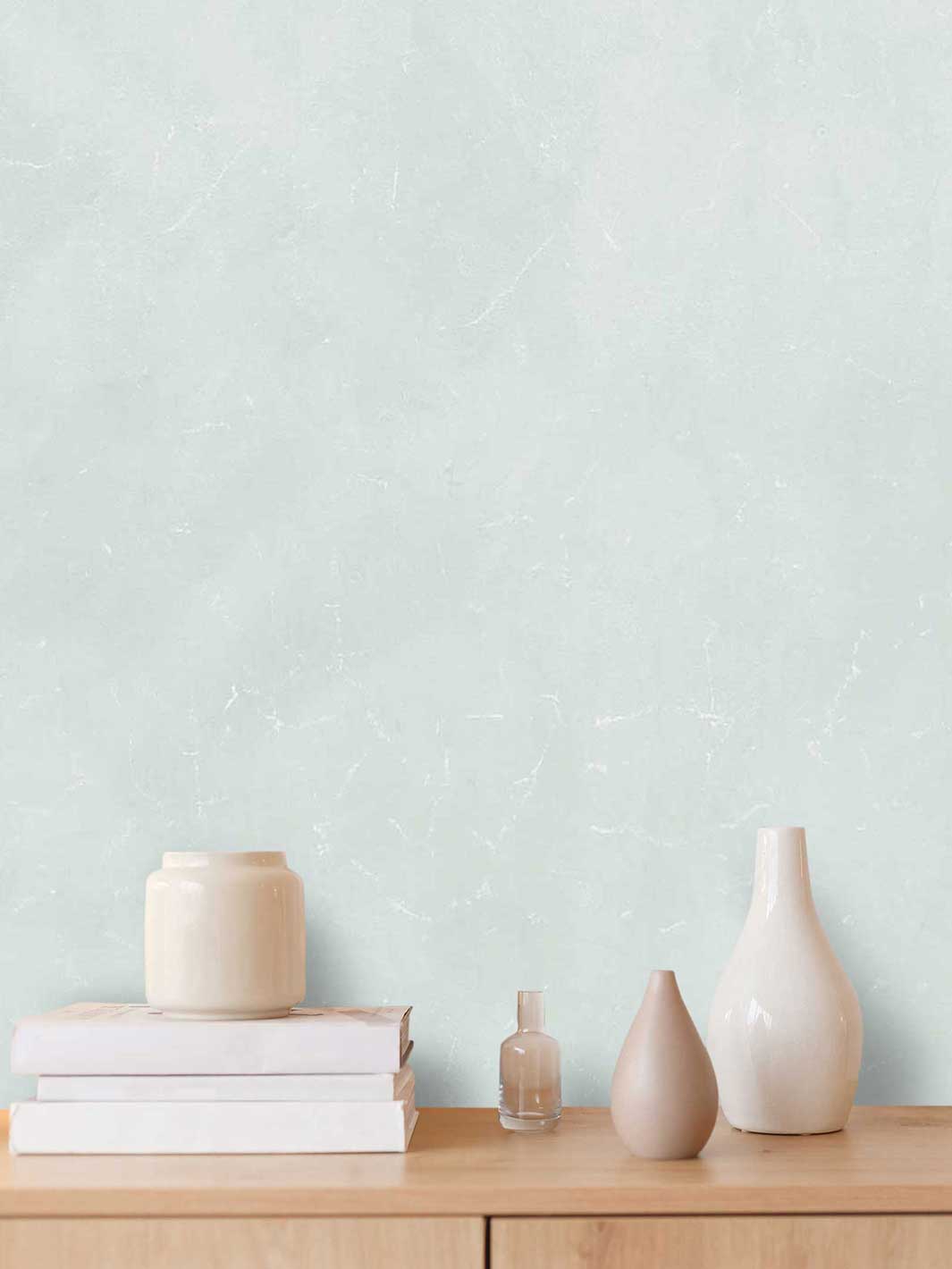 Aqualille copen silk wallpaper in sea green on the wall