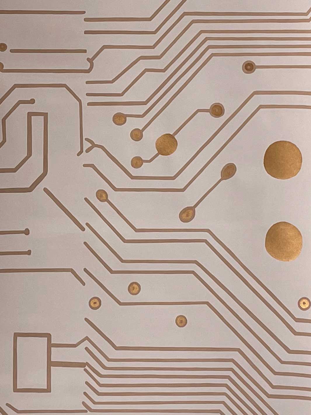 Aqualille circuit wallpaper in blush
